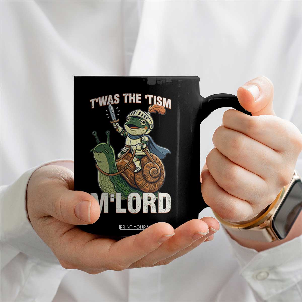 Funny Medieval Knight Frog Meme With Sword Coffee Mug Twas The Tism MLord