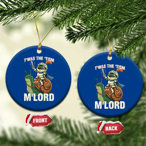 Funny Medieval Knight Frog Meme With Sword Ceramic Ornament Twas The Tism MLord