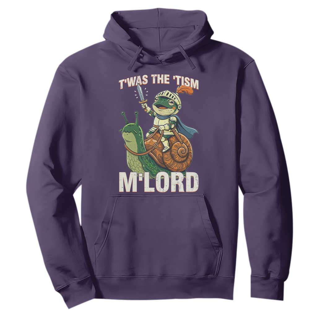 Funny Medieval Knight Frog Meme With Sword Hoodie Twas The Tism MLord TS12 Purple Print Your Wear