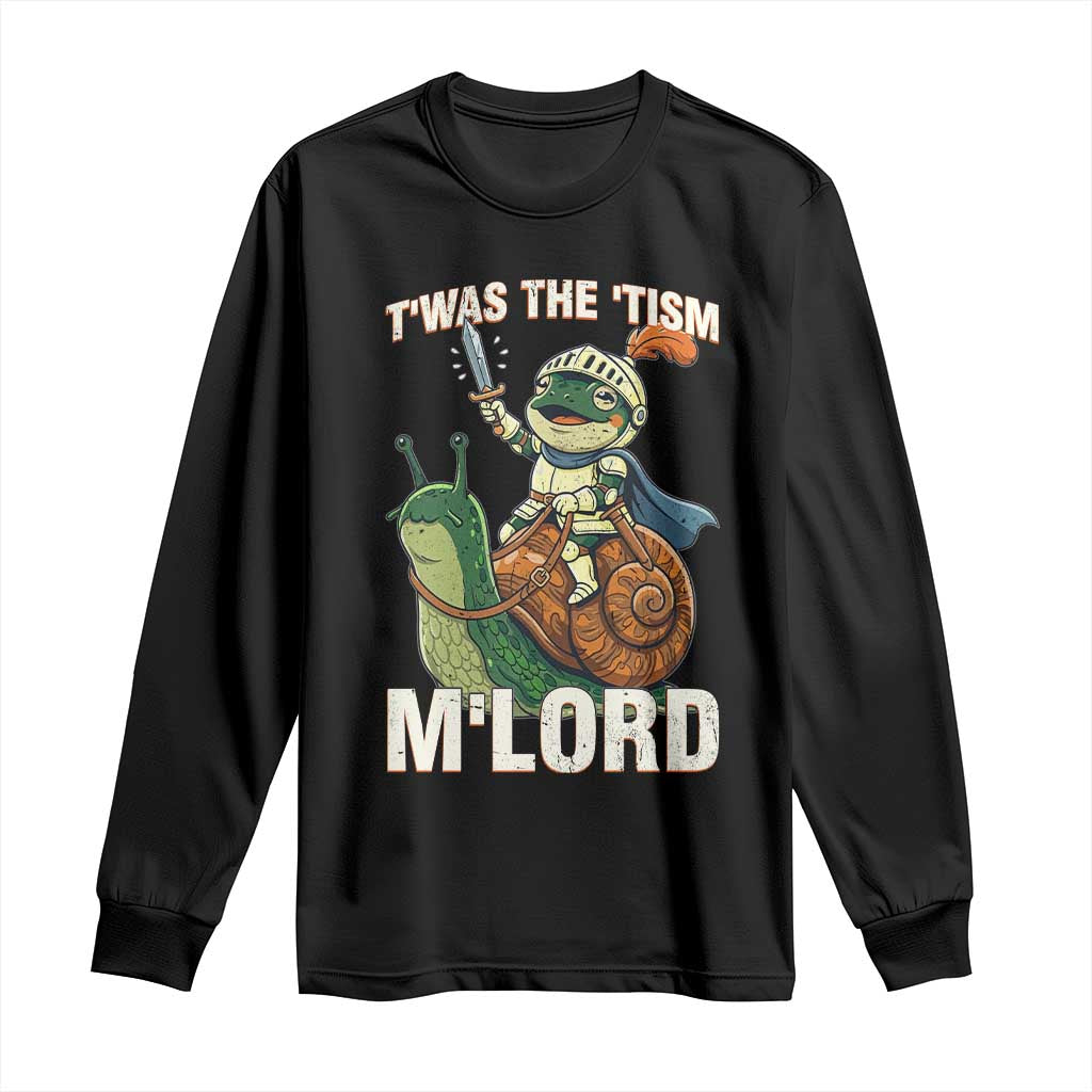 Funny Medieval Knight Frog Meme With Sword Long Sleeve Shirt Twas The Tism MLord