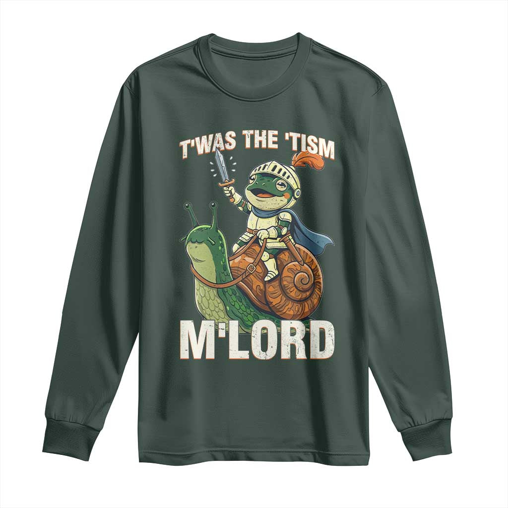 Funny Medieval Knight Frog Meme With Sword Long Sleeve Shirt Twas The Tism MLord