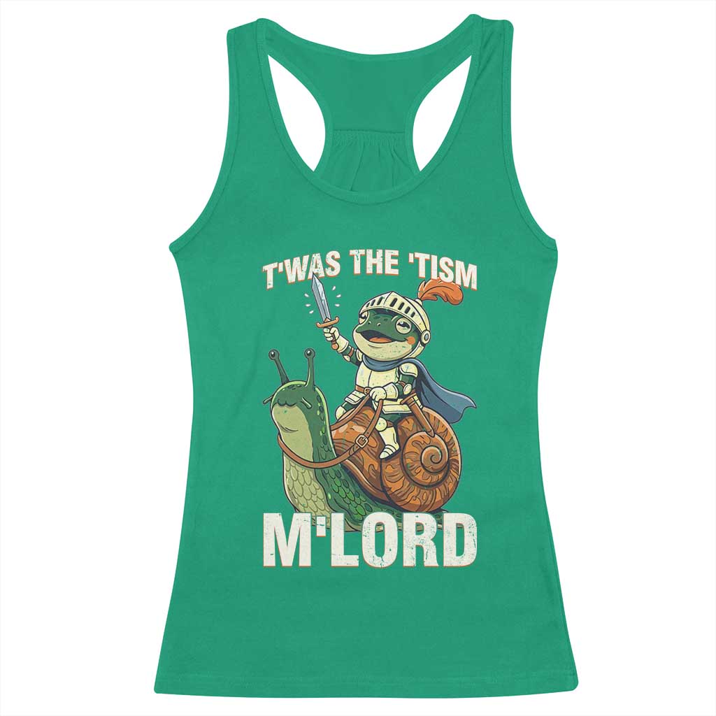 Funny Medieval Knight Frog Meme With Sword Racerback Tank Top Twas The Tism MLord