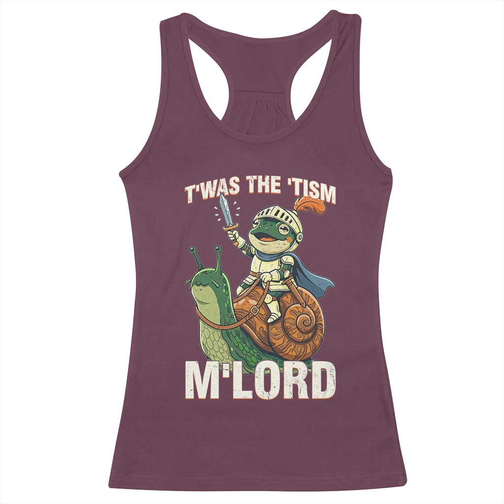 Funny Medieval Knight Frog Meme With Sword Racerback Tank Top Twas The Tism MLord