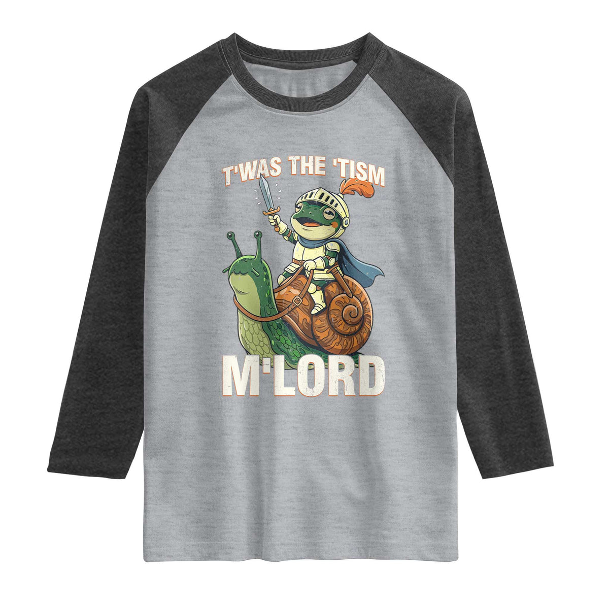 Funny Medieval Knight Frog Meme With Sword Raglan Shirt Twas The Tism MLord