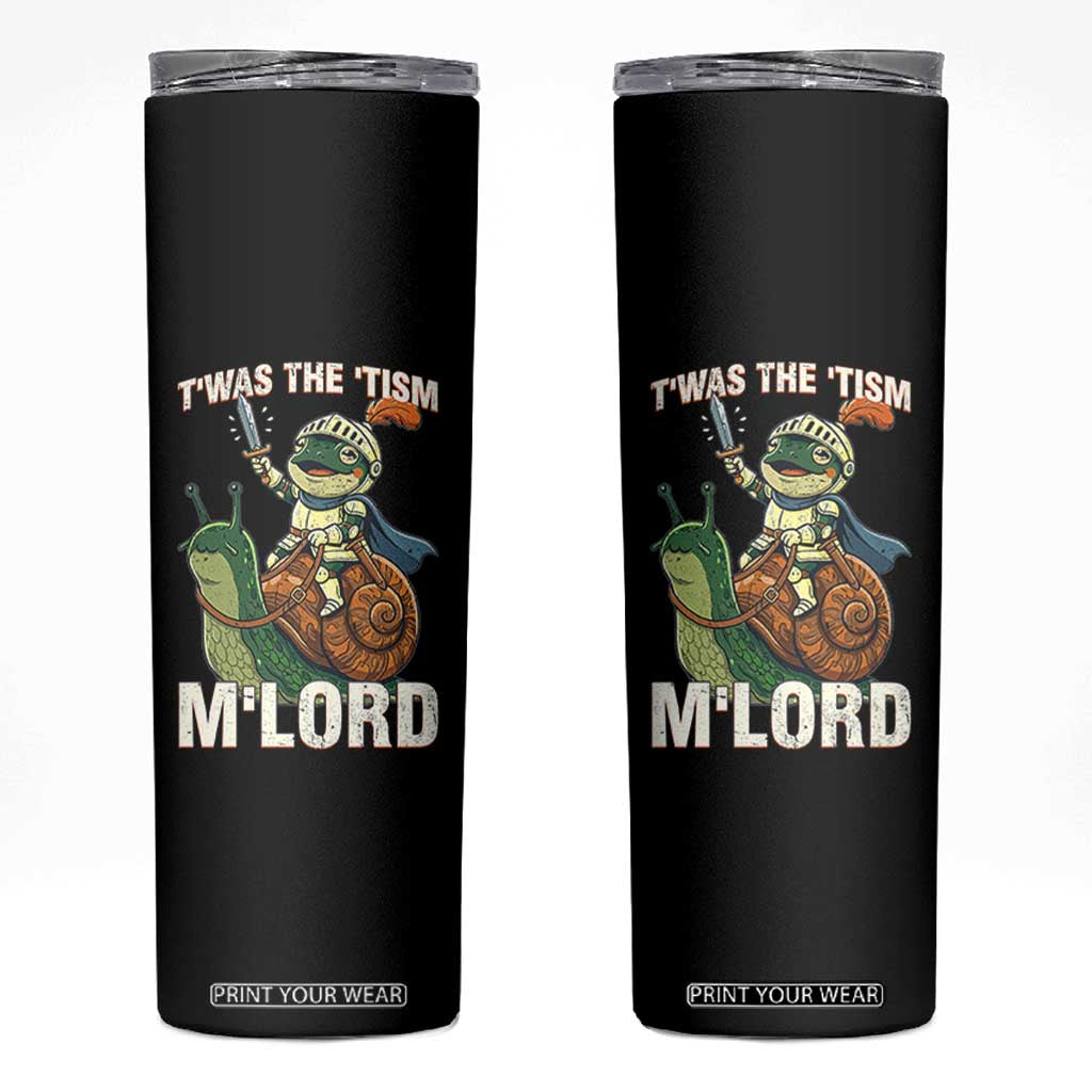 Funny Medieval Knight Frog Meme With Sword Skinny Tumbler Twas The Tism MLord
