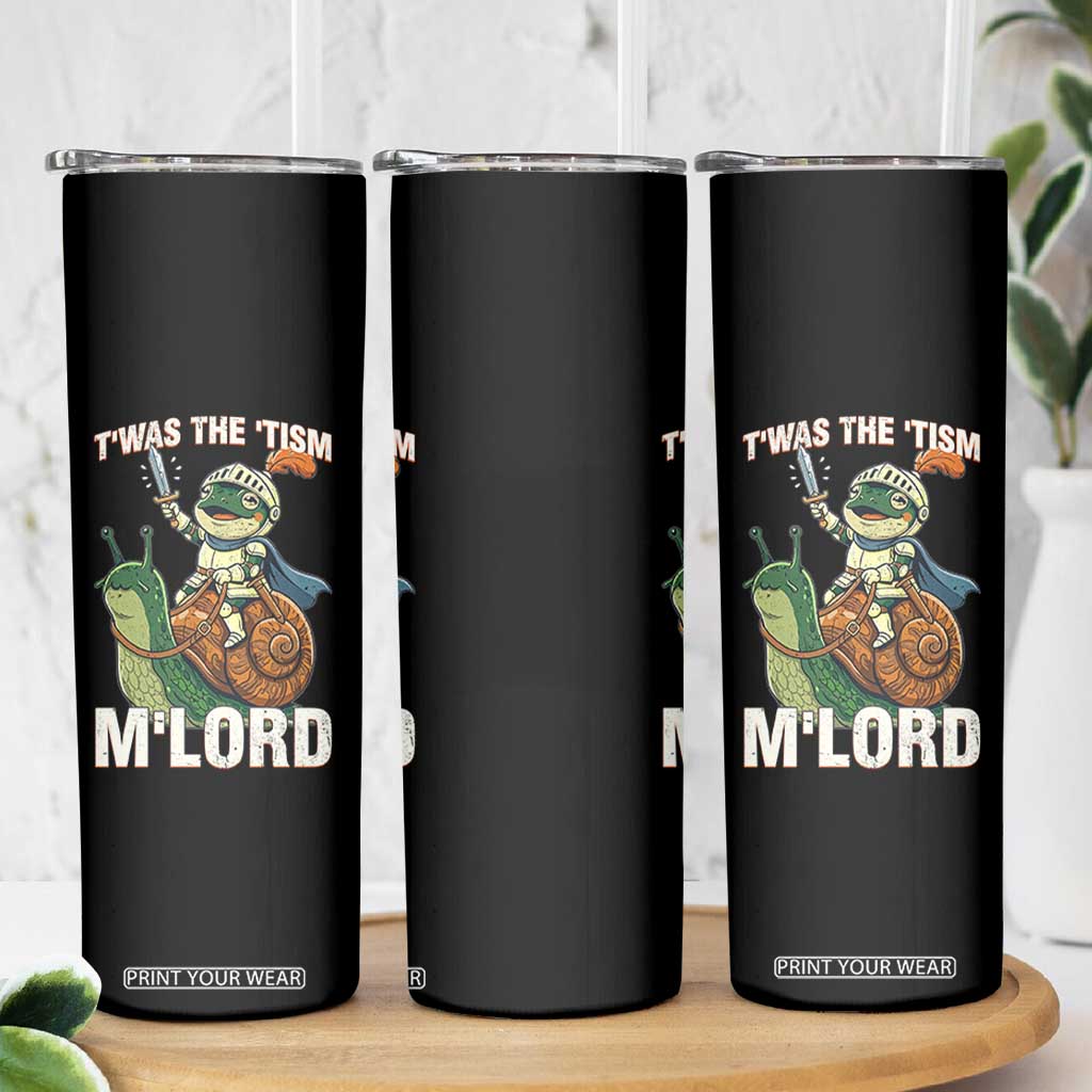 Funny Medieval Knight Frog Meme With Sword Skinny Tumbler Twas The Tism MLord