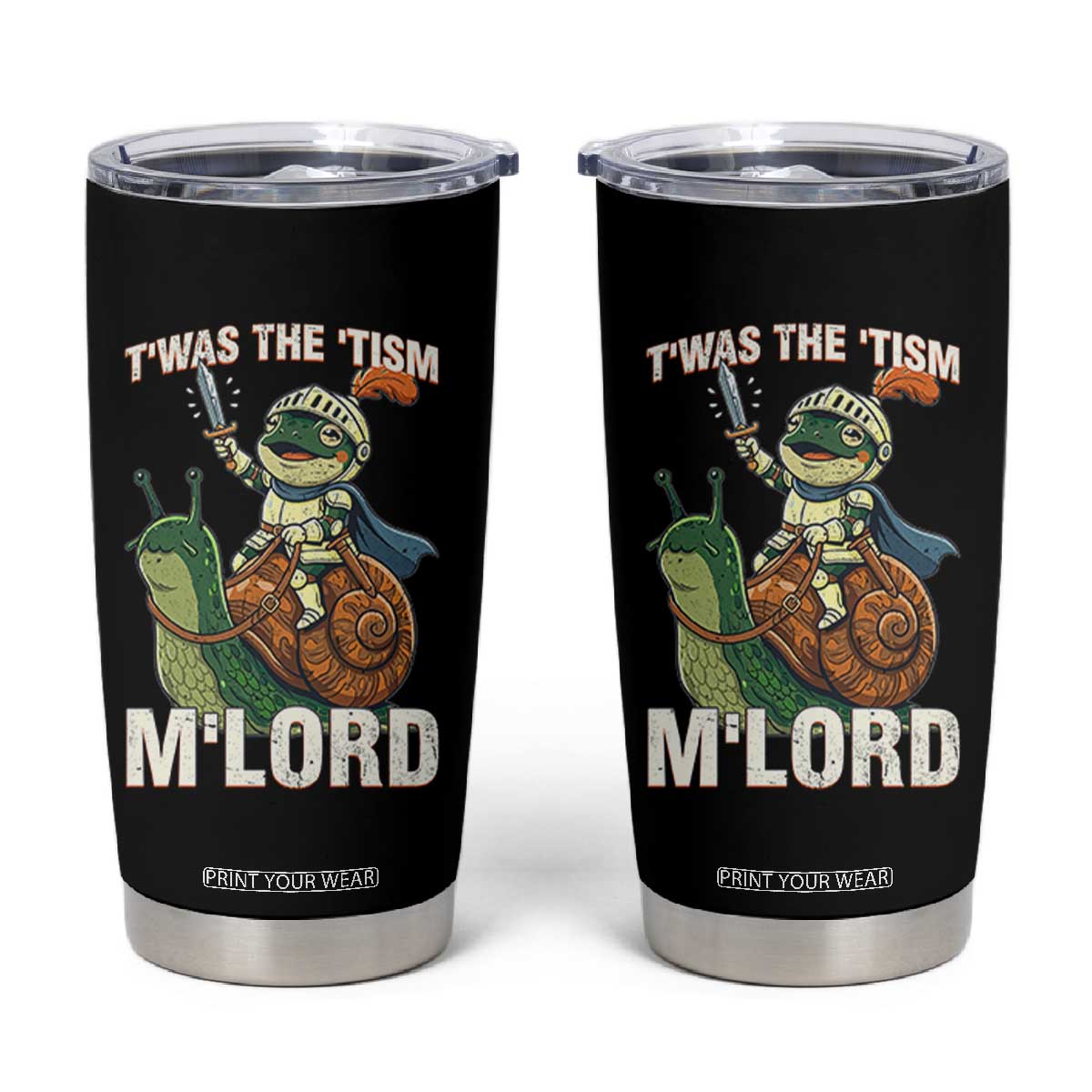Funny Medieval Knight Frog Meme With Sword Tumbler Cup Twas The Tism MLord