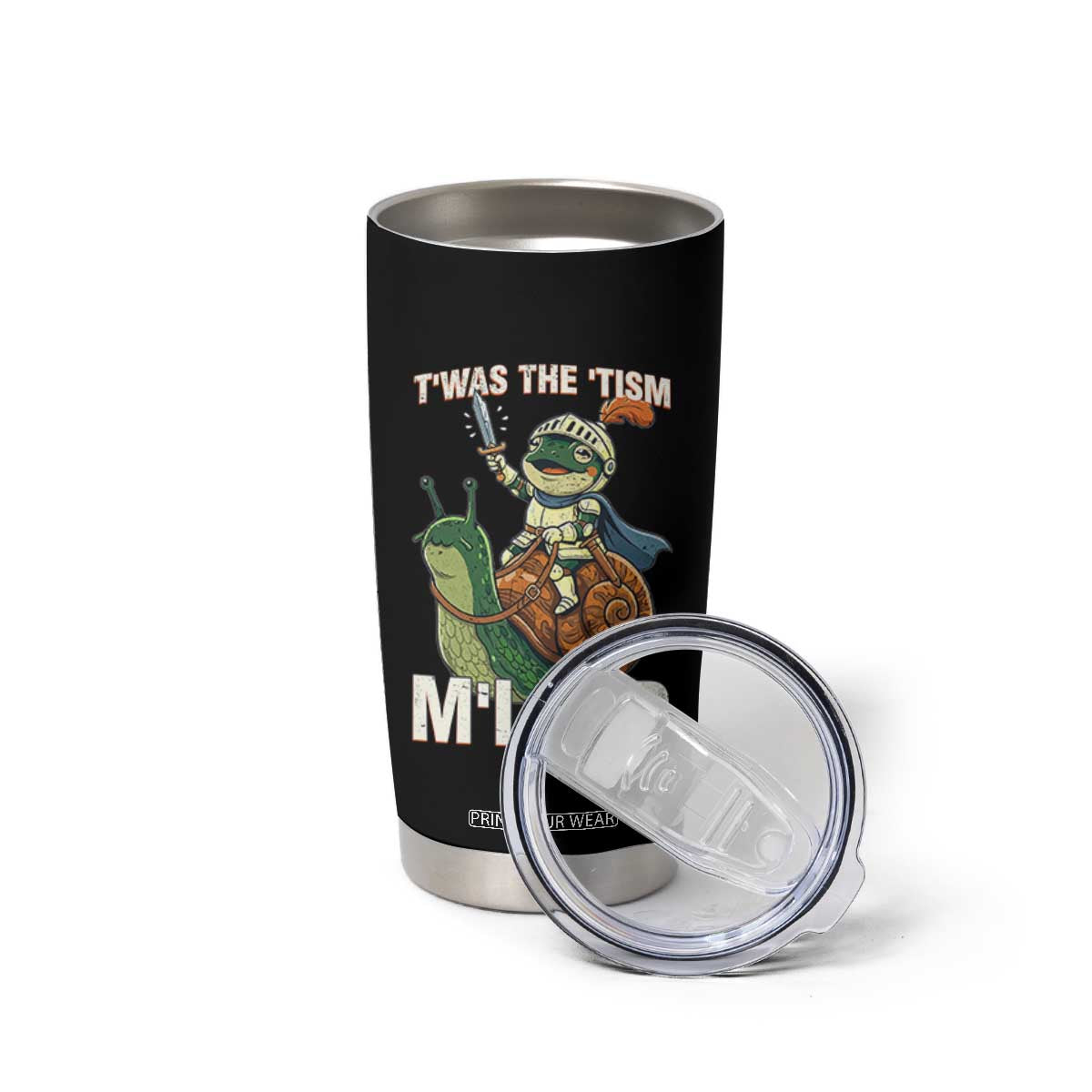 Funny Medieval Knight Frog Meme With Sword Tumbler Cup Twas The Tism MLord