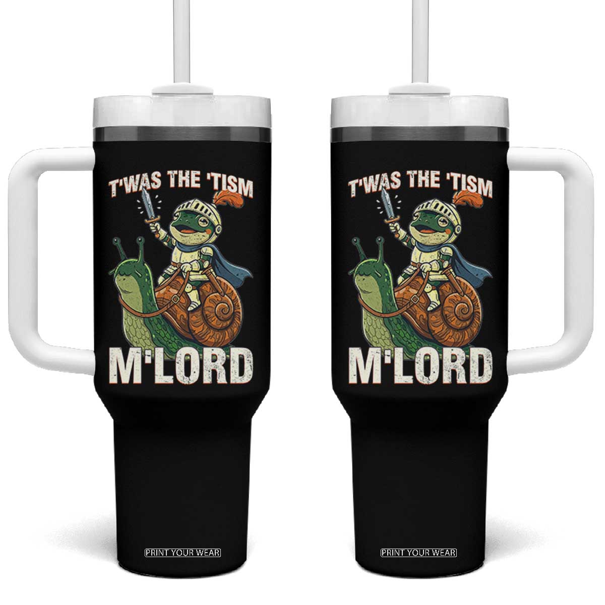 Funny Medieval Knight Frog Meme With Sword Tumbler With Handle Twas The Tism MLord