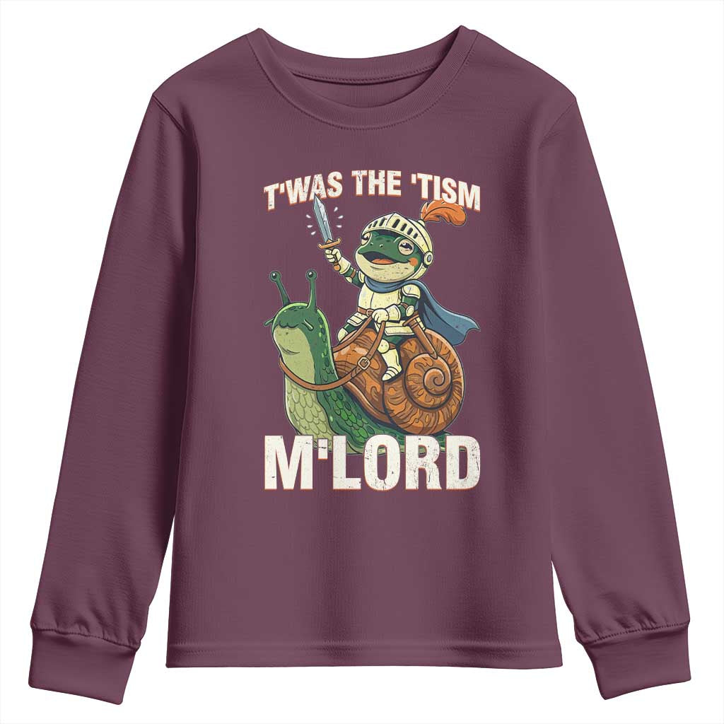 Funny Medieval Knight Frog Meme With Sword Youth Sweatshirt Twas The Tism MLord