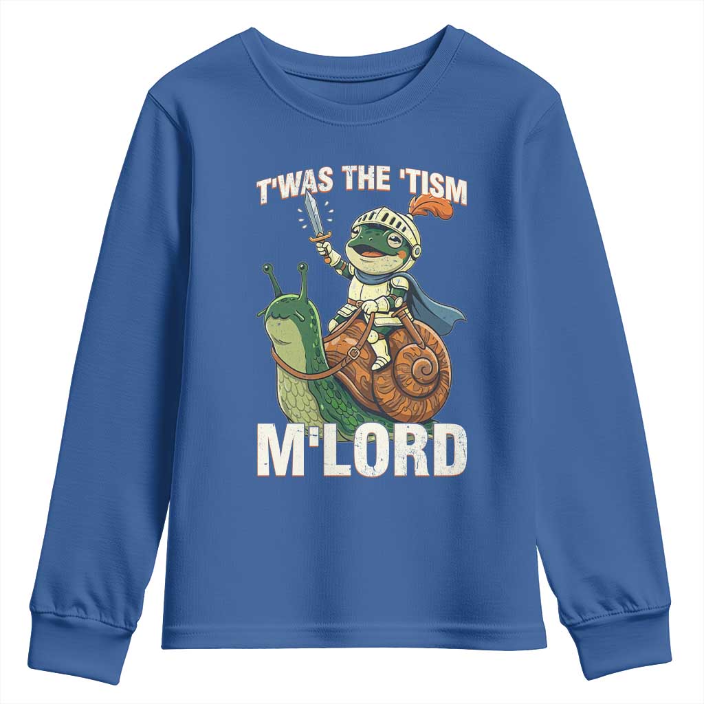Funny Medieval Knight Frog Meme With Sword Youth Sweatshirt Twas The Tism MLord