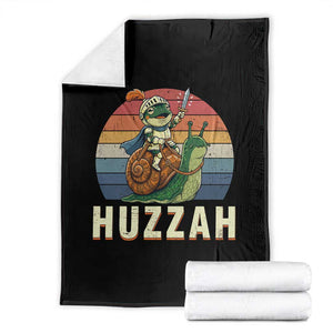 Funny Huzzah Frog Meme Throw Blanket Medieval Knight With Sword Graphic