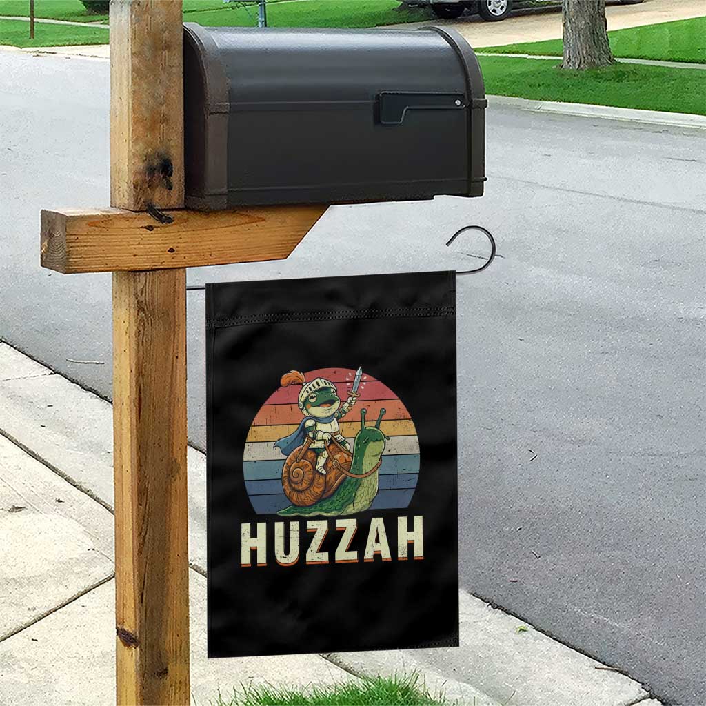 Funny Huzzah Frog Meme Garden Flag Medieval Knight With Sword Graphic