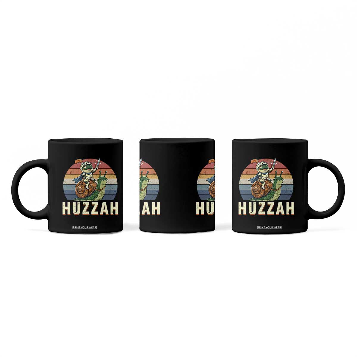 Funny Huzzah Frog Meme Coffee Mug Medieval Knight With Sword Graphic