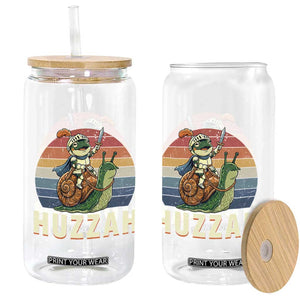 Funny Huzzah Frog Meme Glass Can Medieval Knight With Sword Graphic