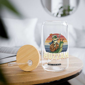 Funny Huzzah Frog Meme Glass Can Medieval Knight With Sword Graphic