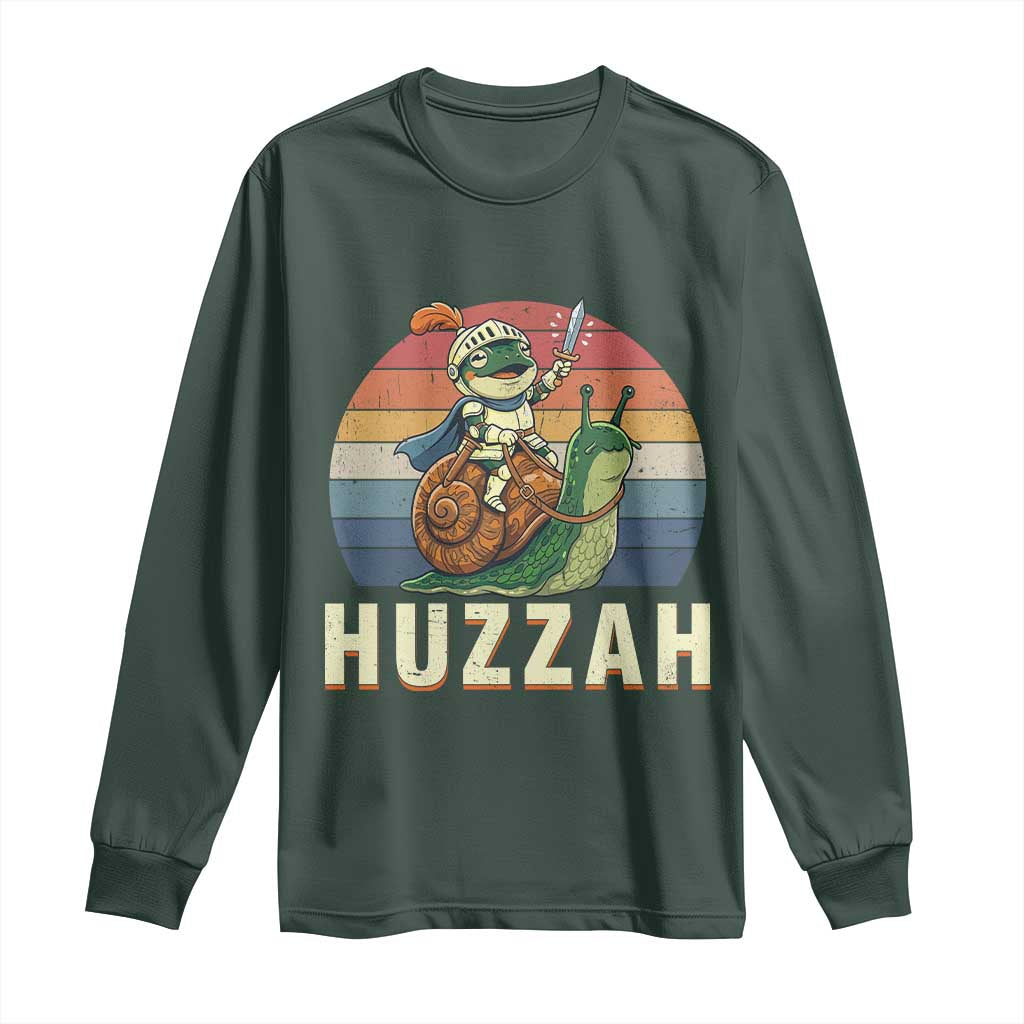 Funny Huzzah Frog Meme Long Sleeve Shirt Medieval Knight With Sword Graphic