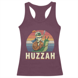 Funny Huzzah Frog Meme Racerback Tank Top Medieval Knight With Sword Graphic