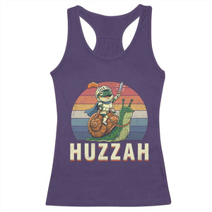 Funny Huzzah Frog Meme Racerback Tank Top Medieval Knight With Sword Graphic