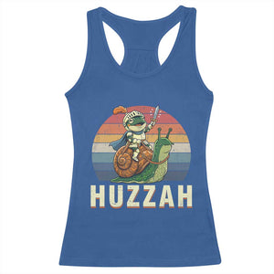 Funny Huzzah Frog Meme Racerback Tank Top Medieval Knight With Sword Graphic