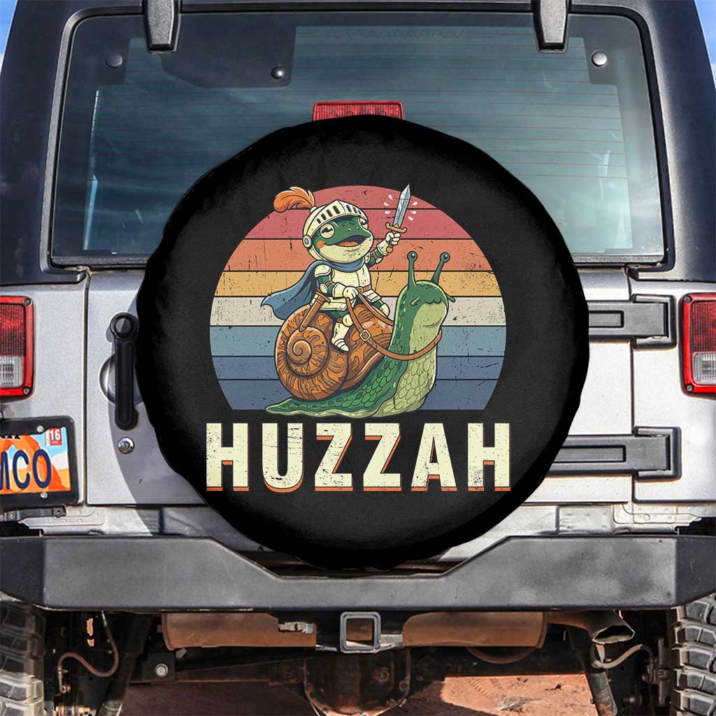 Funny Huzzah Frog Meme Spare Tire Cover Medieval Knight With Sword Graphic TS12 No hole Black Print Your Wear