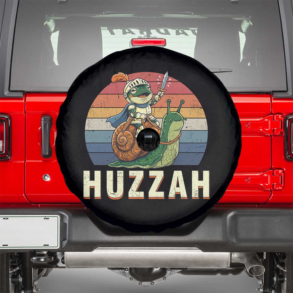 Funny Huzzah Frog Meme Spare Tire Cover Medieval Knight With Sword Graphic