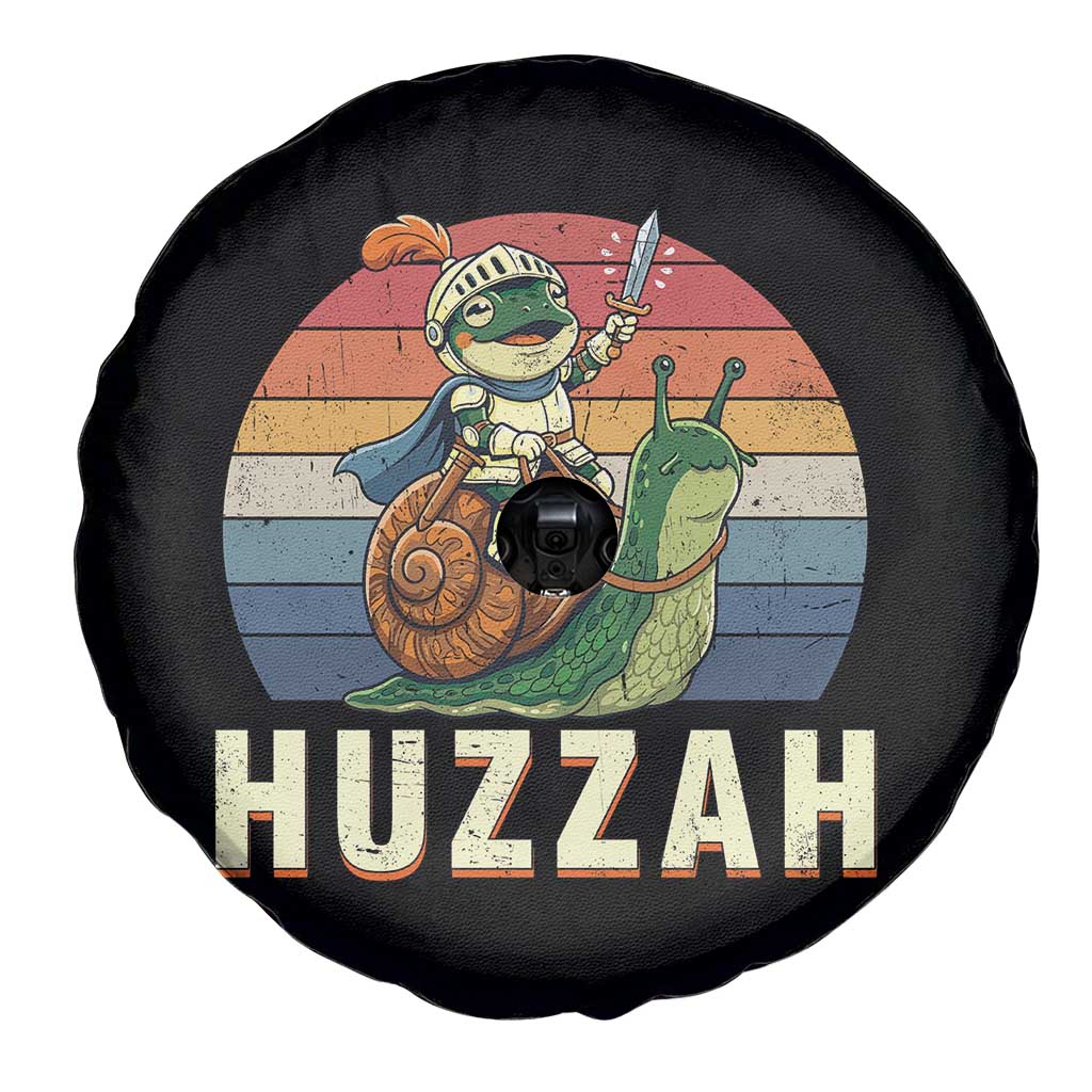 Funny Huzzah Frog Meme Spare Tire Cover Medieval Knight With Sword Graphic