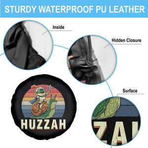 Funny Huzzah Frog Meme Spare Tire Cover Medieval Knight With Sword Graphic