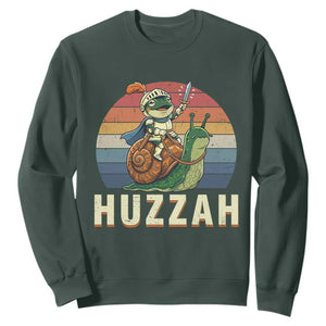 Funny Huzzah Frog Meme Sweatshirt Medieval Knight With Sword Graphic