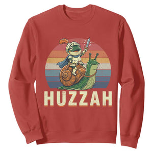 Funny Huzzah Frog Meme Sweatshirt Medieval Knight With Sword Graphic
