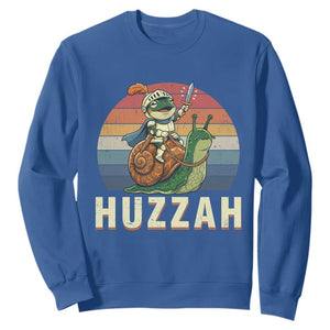 Funny Huzzah Frog Meme Sweatshirt Medieval Knight With Sword Graphic