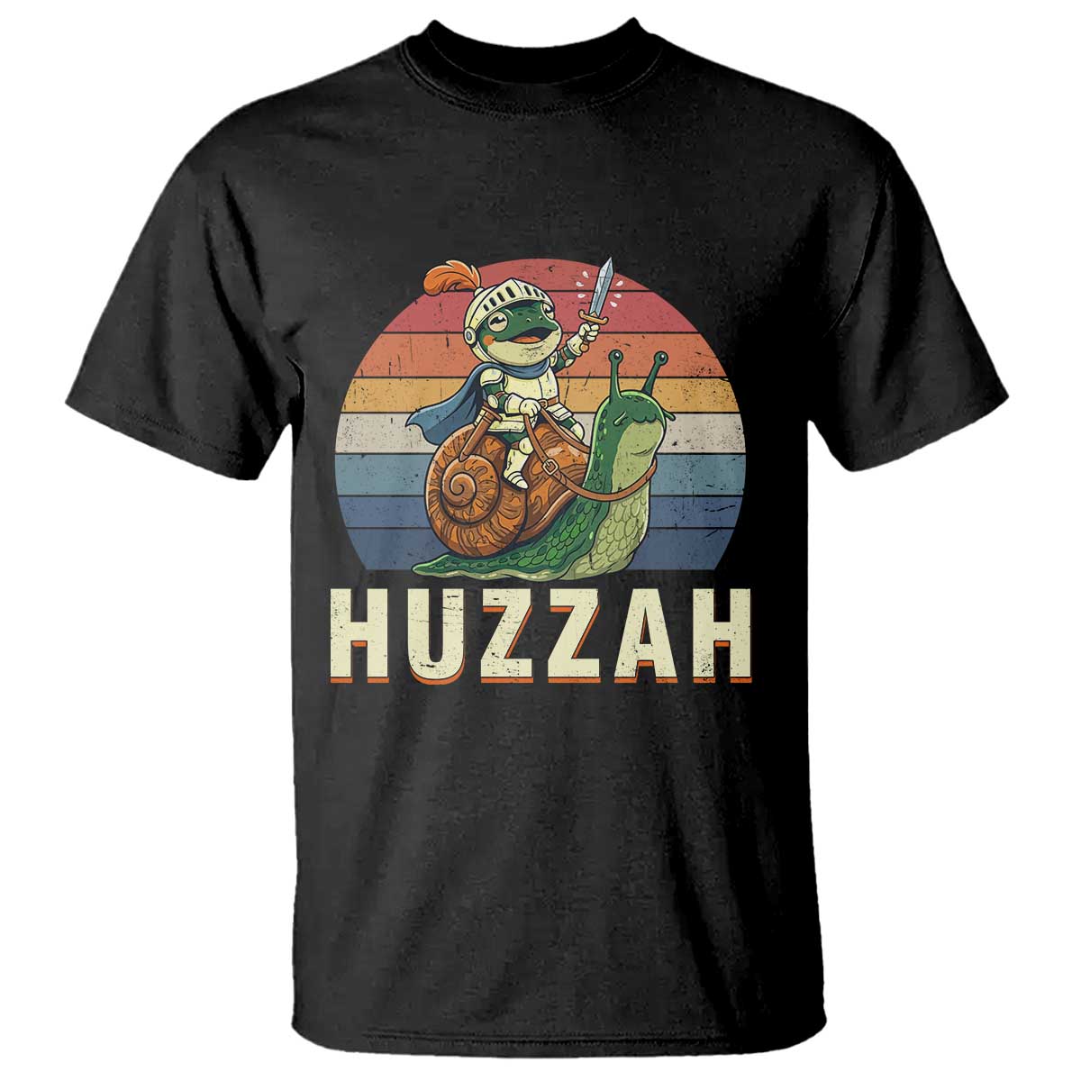 Funny Huzzah Frog Meme T Shirt Medieval Knight With Sword Graphic