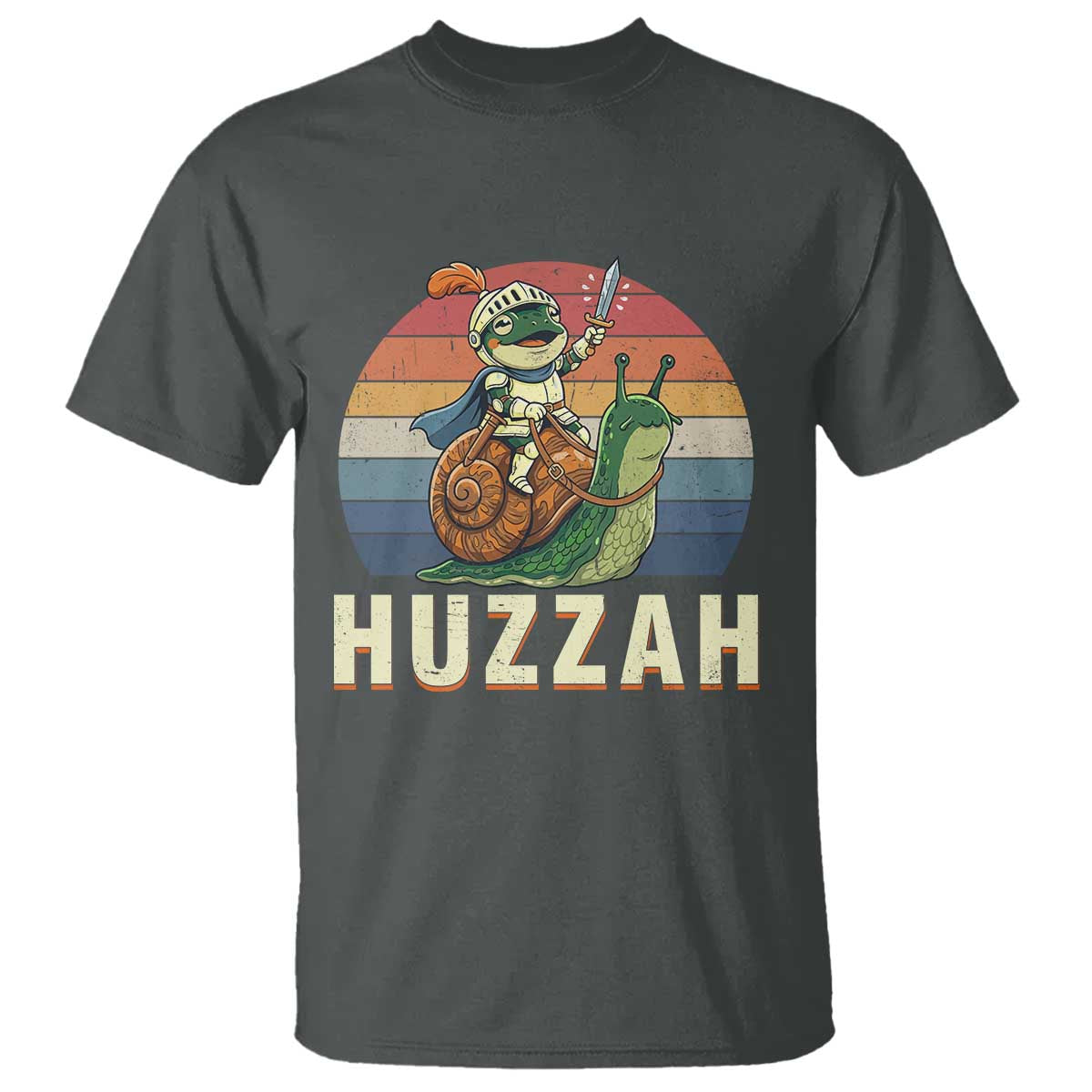 Funny Huzzah Frog Meme T Shirt Medieval Knight With Sword Graphic