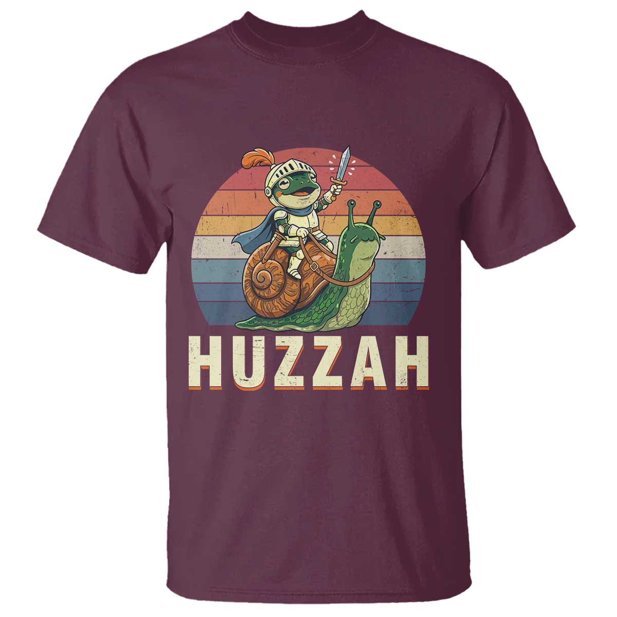 Funny Huzzah Frog Meme T Shirt Medieval Knight With Sword Graphic