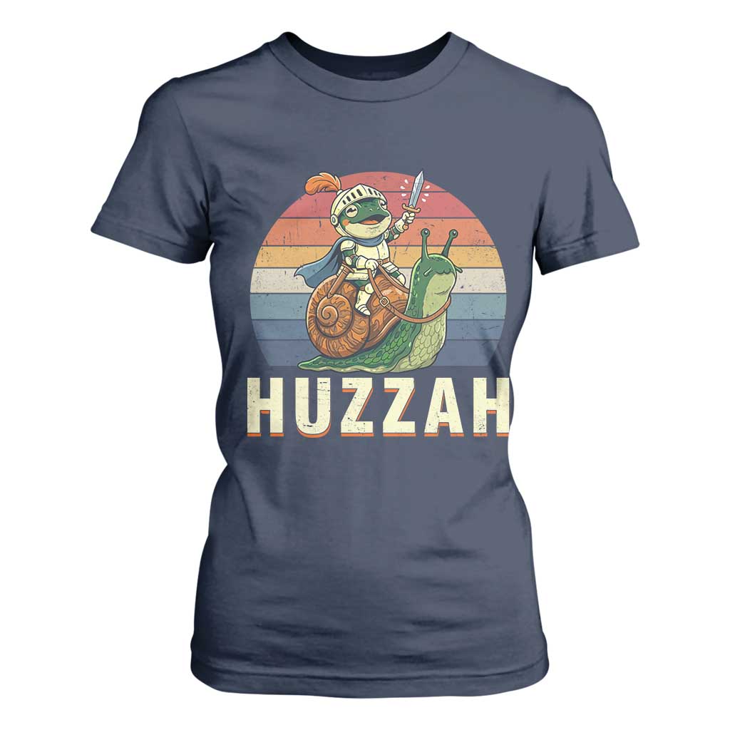 Funny Huzzah Frog Meme T Shirt For Women Medieval Knight With Sword Graphic