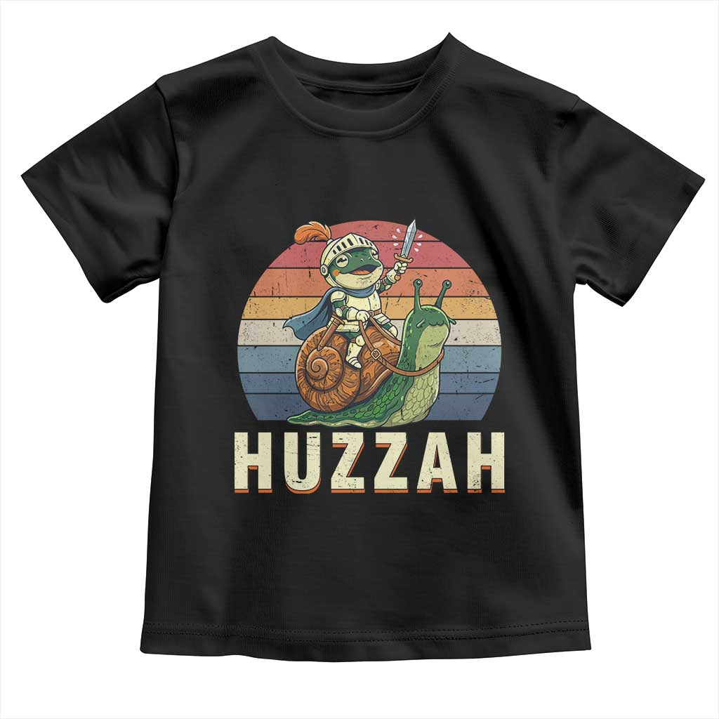 Funny Huzzah Frog Meme Toddler T Shirt Medieval Knight With Sword Graphic TS12 Black Print Your Wear