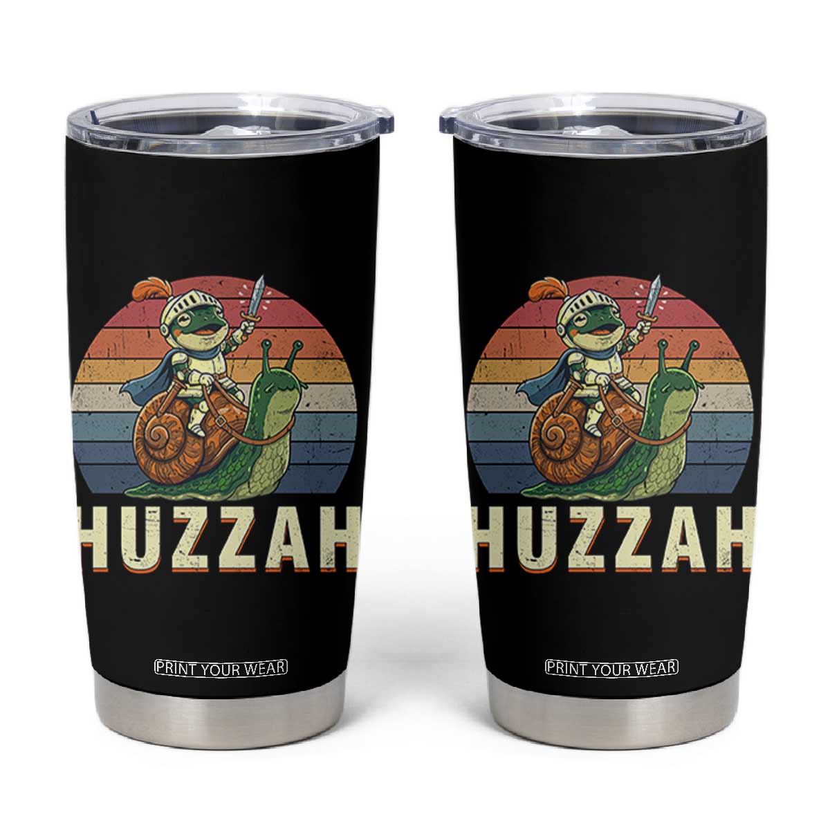 Funny Huzzah Frog Meme Tumbler Cup Medieval Knight With Sword Graphic TS12 Black Print Your Wear