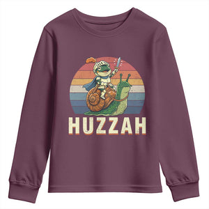 Funny Huzzah Frog Meme Youth Sweatshirt Medieval Knight With Sword Graphic