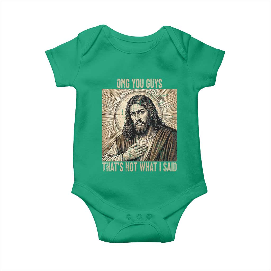 Funny Christian Jesus Faith Meme Baby Onesie Omg You Guys Thats Not What I Said
