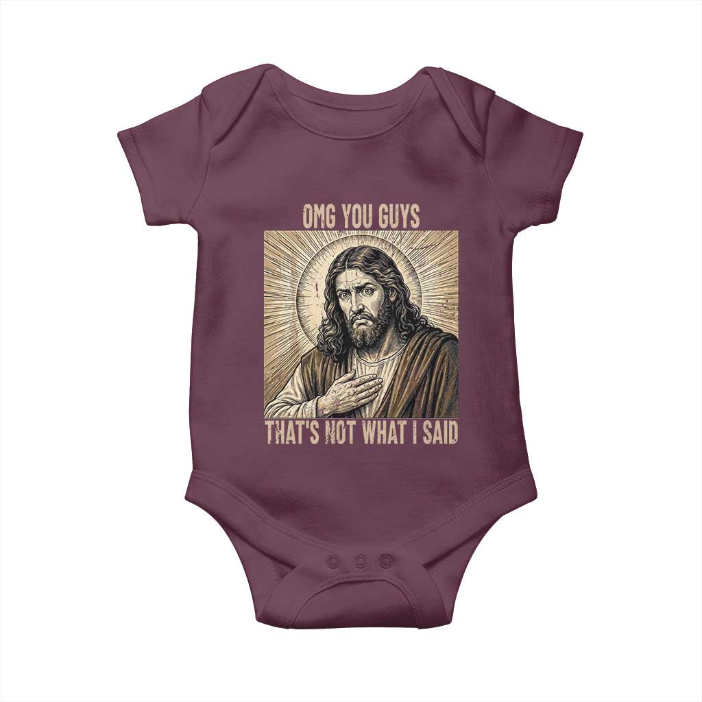 Funny Christian Jesus Faith Meme Baby Onesie Omg You Guys Thats Not What I Said