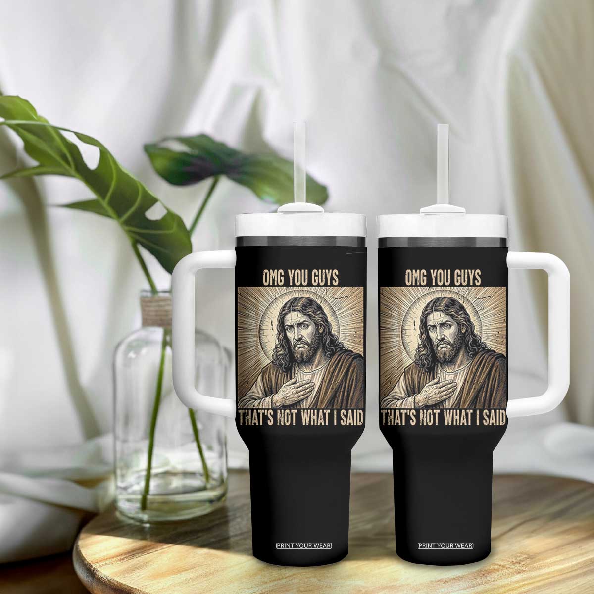 Funny Christian Jesus Faith Meme Tumbler With Handle Omg You Guys Thats Not What I Said