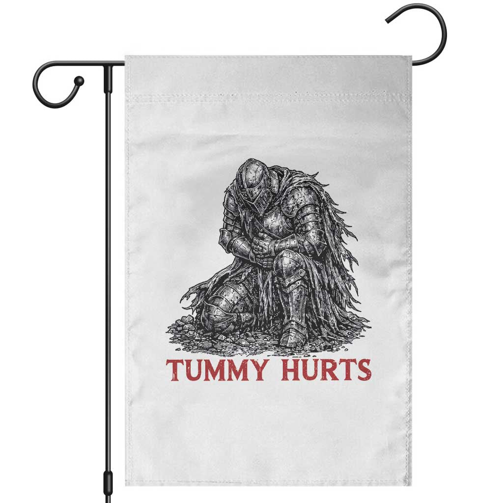 Funny Tummy Hurts Medieval Knight Garden Flag Dark Fantasy Warrior Meme Graphic TS12 White Print Your Wear