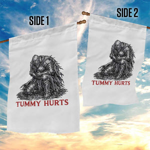 Funny Tummy Hurts Medieval Knight Garden Flag Dark Fantasy Warrior Meme Graphic