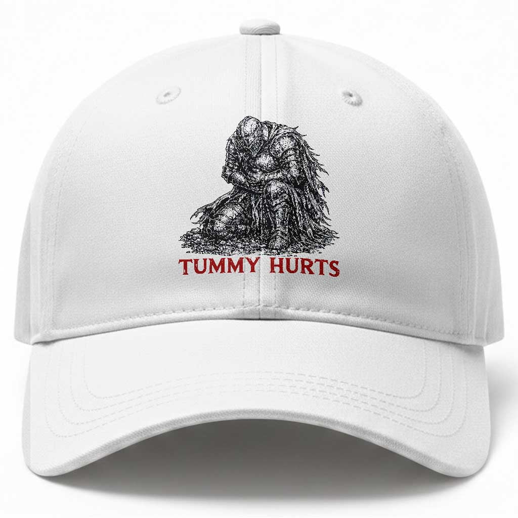 Funny Tummy Hurts Medieval Knight Baseball Cap Dark Fantasy Warrior Meme Graphic TS12 Print Your Wear