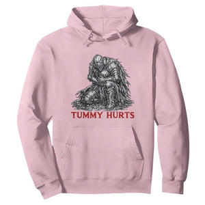 Funny Tummy Hurts Medieval Knight Hoodie Dark Fantasy Warrior Meme Graphic