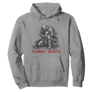 Funny Tummy Hurts Medieval Knight Hoodie Dark Fantasy Warrior Meme Graphic