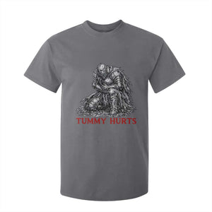 Funny Tummy Hurts Medieval Knight T Shirt For Kid Dark Fantasy Warrior Meme Graphic