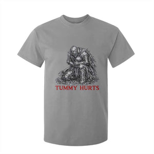 Funny Tummy Hurts Medieval Knight T Shirt For Kid Dark Fantasy Warrior Meme Graphic