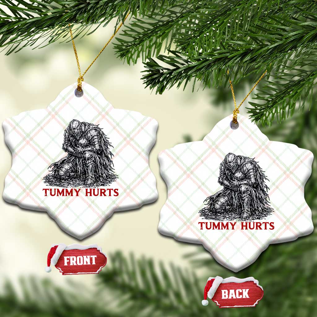 Funny Tummy Hurts Medieval Knight Ceramic Ornament Dark Fantasy Warrior Meme Graphic