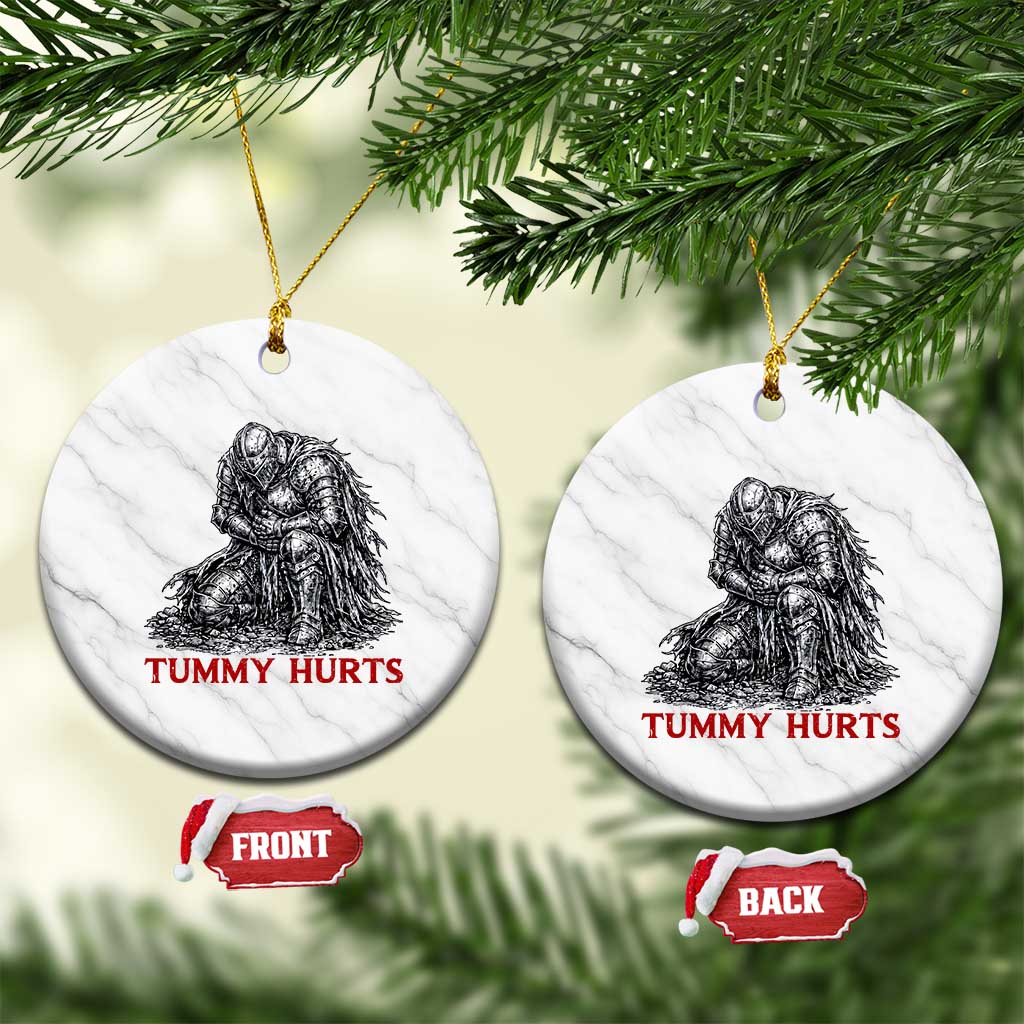 Funny Tummy Hurts Medieval Knight Ceramic Ornament Dark Fantasy Warrior Meme Graphic